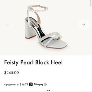 Badgley Mischka White Pearl Embellished Wedding Block Heels